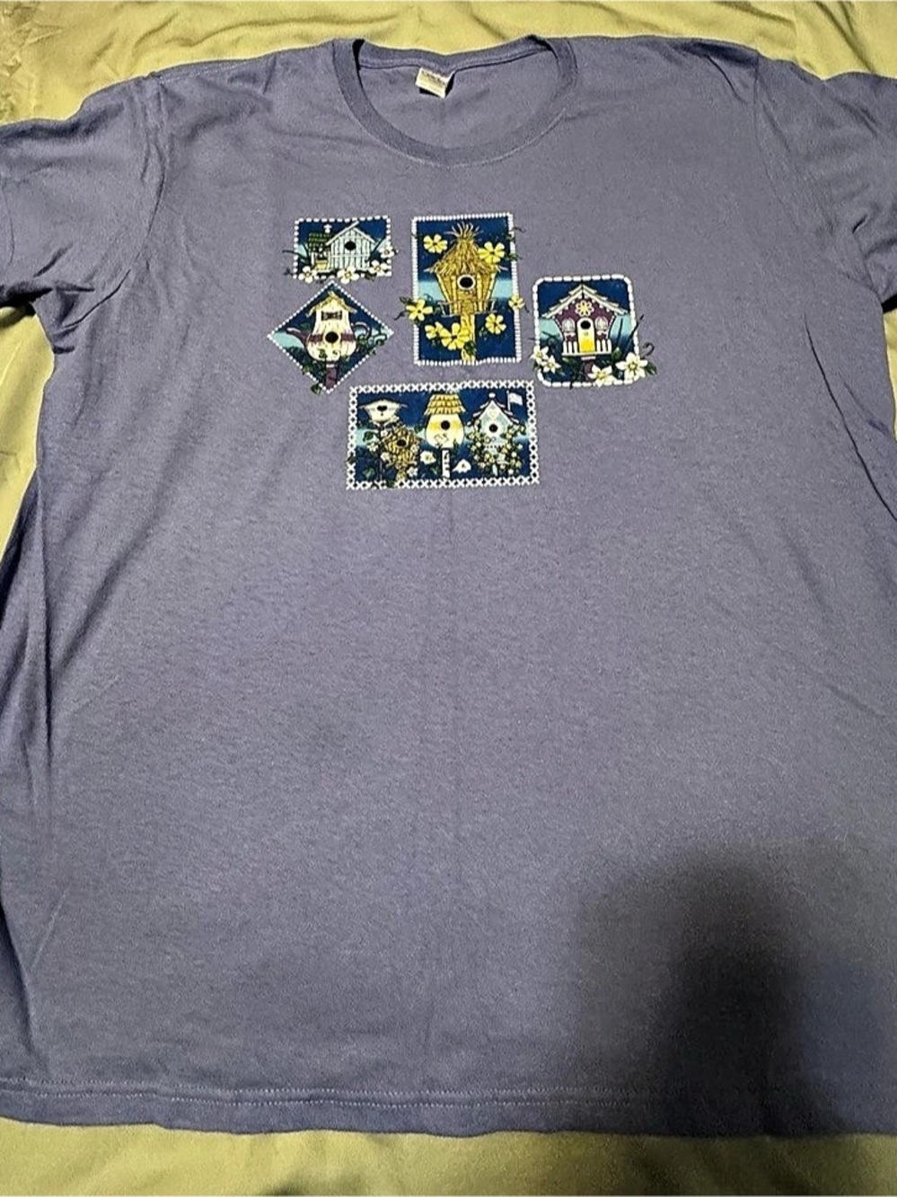 Vintage Birdhouse Graphic Tee Purple XL Cottagecore Nature Shirt